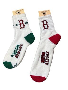 Boston Red Sox Socks 2 Pack White Red Green Size 9-11 & 10-13 MLB Originals